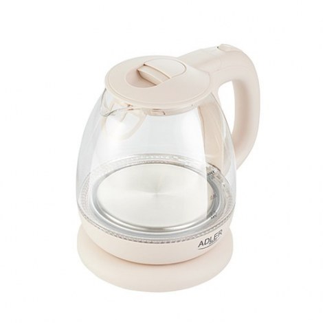 Adler | Kettle | AD 1283C | Electric | 900 W | 1 L | Glass/Stainless steel | 360° rotational base | Cream - 3
